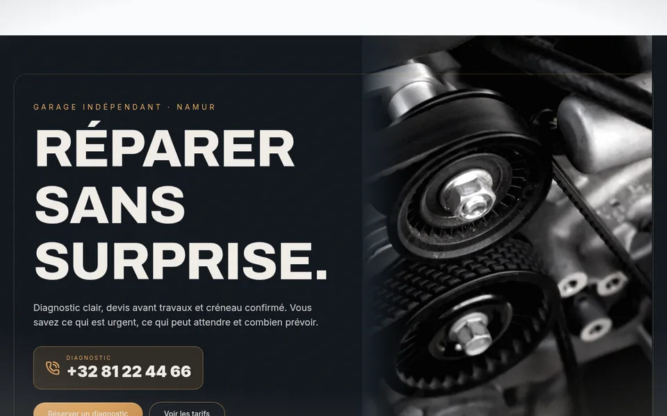 Aperçu du site démo Garage