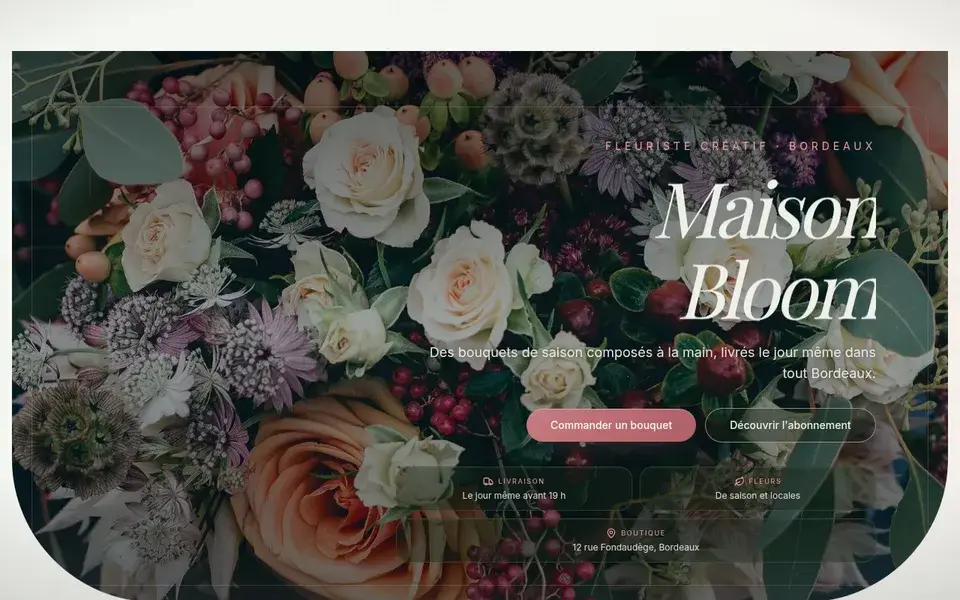 Aperçu du site démo Fleuriste
