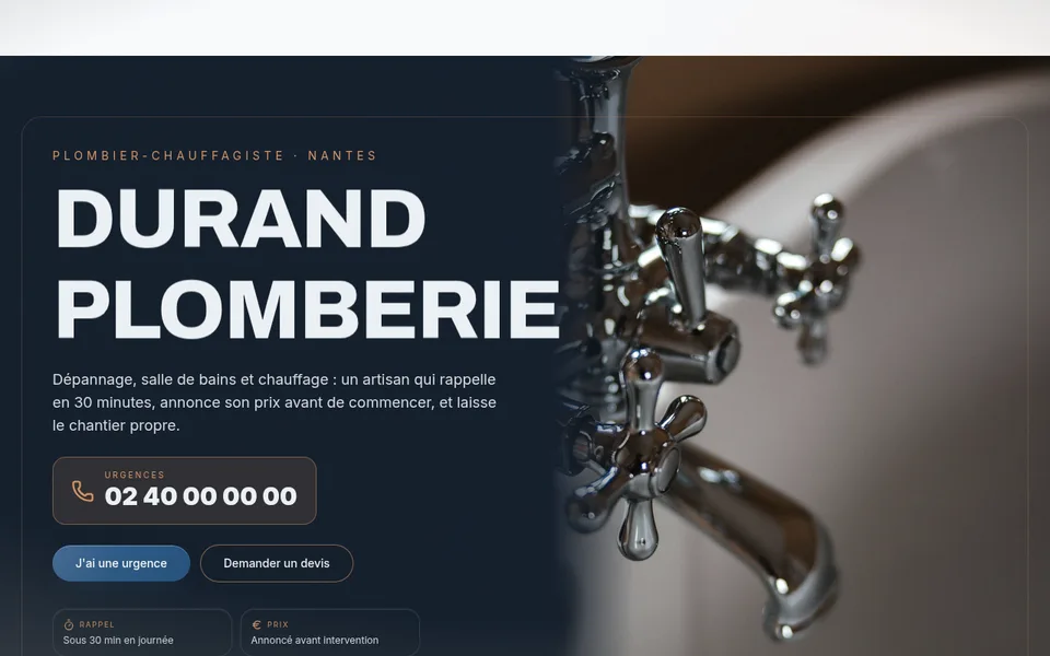 Aperçu du site démo Plombier