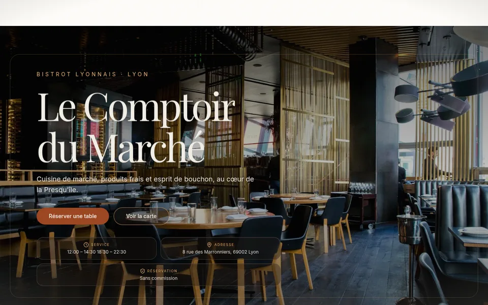 Aperçu du site démo Restaurant